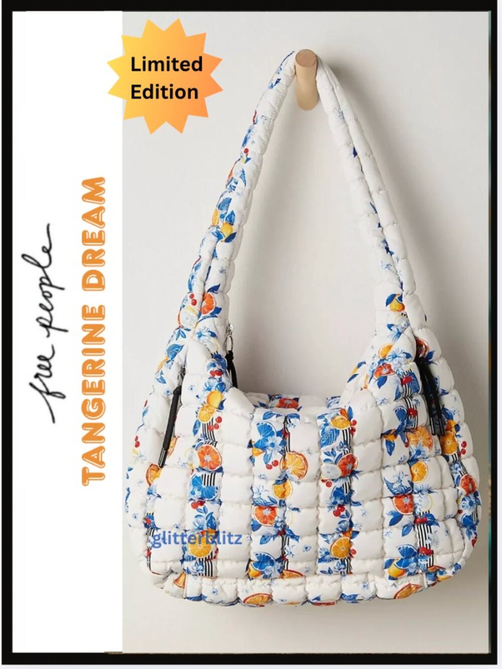 Free People Printed Quilted Carryall Tote 🍊 Tangerine Dream - LIMITED EDITION
